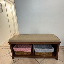 Entryway Bench with storage bins 
