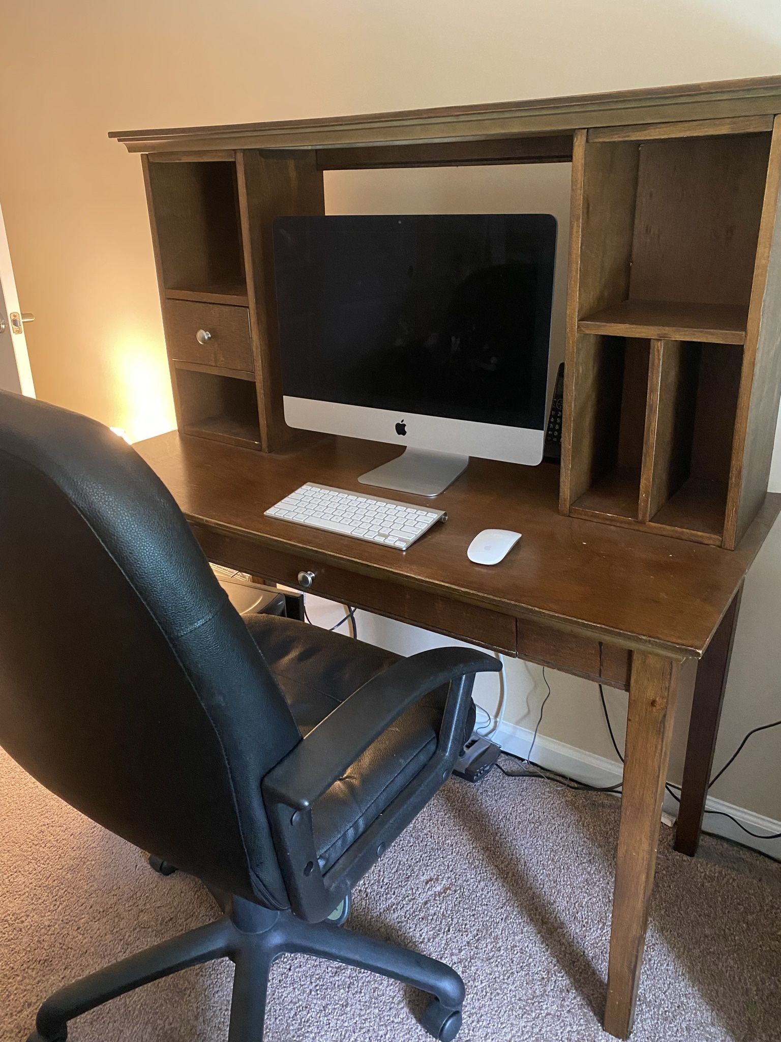 Office Furniture-Desk with Hutch, File Cabinet and Swivel Office Chair