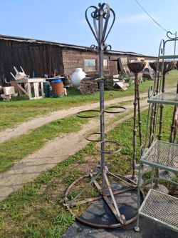 Vintage wrought iron plant stand