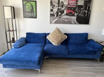Blue L-Shaped Couch