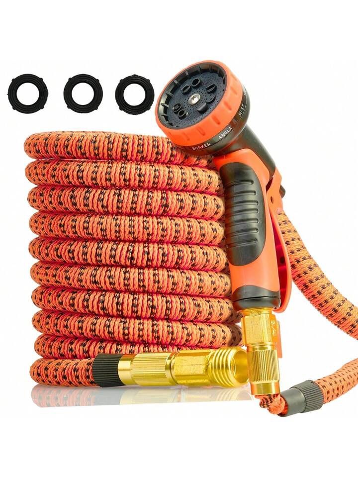 XpandaHose 100ft Expandable Garden Hose with Holder - Heavy Duty Superior Strength 3750D - 4 -Layer Latex Core - Extra Strong Brass Connectors and 10