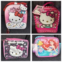 Lunch Bags: Hello Kitty,  Or Little Mermaid Each $20