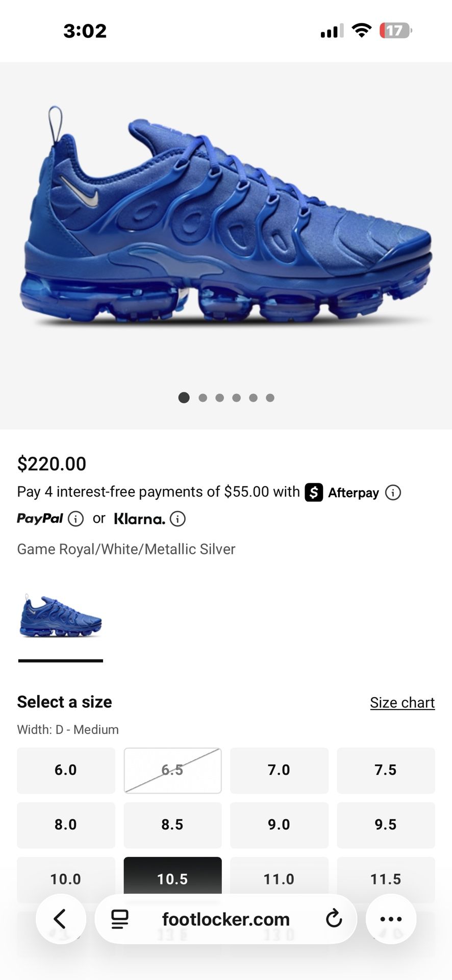 Royal Blue Vapormax Plus