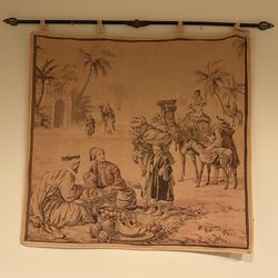 Antique Tapestry 19th Century Middle East Scene