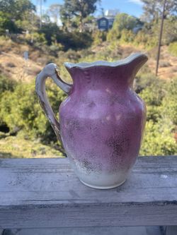 Antique Victorian Pink Ombre Lusterware Ironstone Pitcher Gold Splatter Ewer
