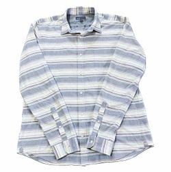 Vince Men’s Large Striped Cotton Button Down Shirt