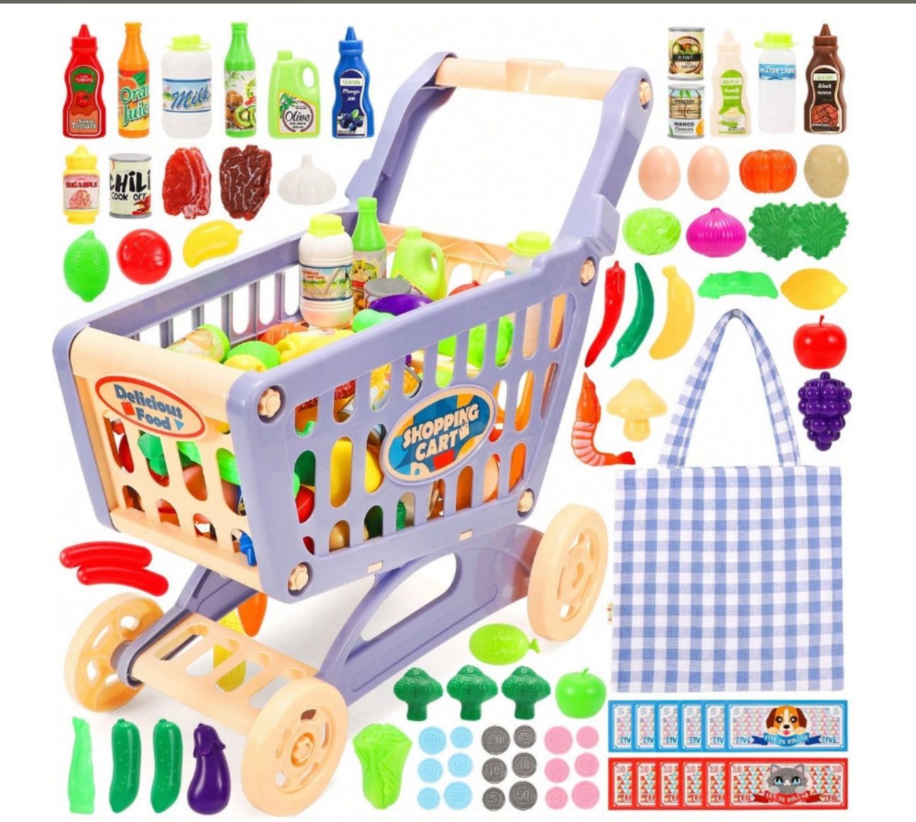 Kids Grocery Cart And Groceries Toy- NEW IN BOX