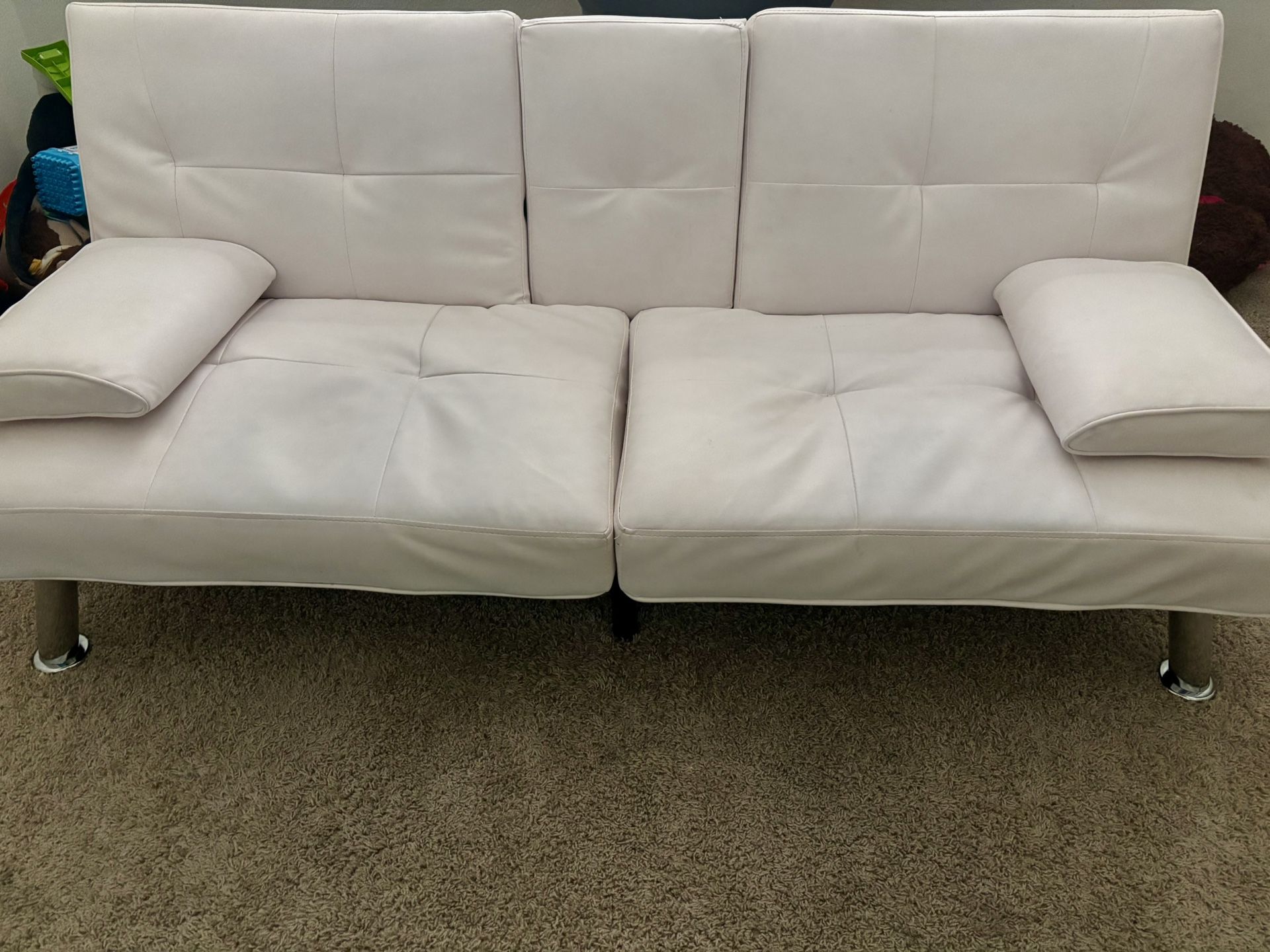 Modern Futon Sofa - Cream White