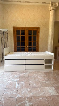 Twin ikea bed w/ storage (white)