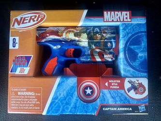 Nerf Marvel Captain America Dart Blaster, 10 Elite Darts, Holster,