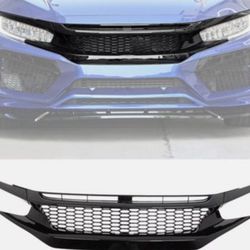 Fits 19-21 Honda Civic Sedan Honeycomb Gloss Black Front Bumper Upper Grille ABS