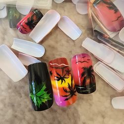 Brand New Tropical Themed Stick on Nails
