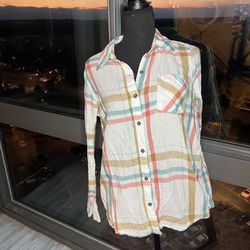  Naturals Reflections Plaid Shirt Medium Long Sleeve Lightweight Top  