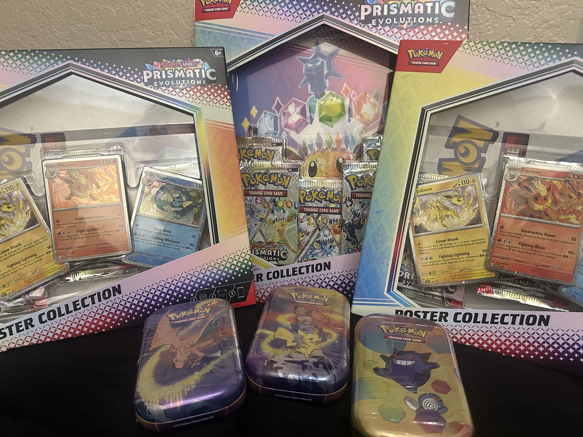 Pokemon Prismatic Evolutions Binder Collection / Poster Collection/ Kanto Tins / 151 Tin