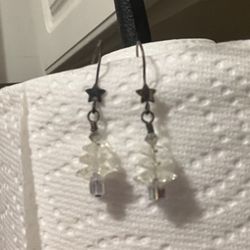 Elegant Silver Star and Crystal Earrings