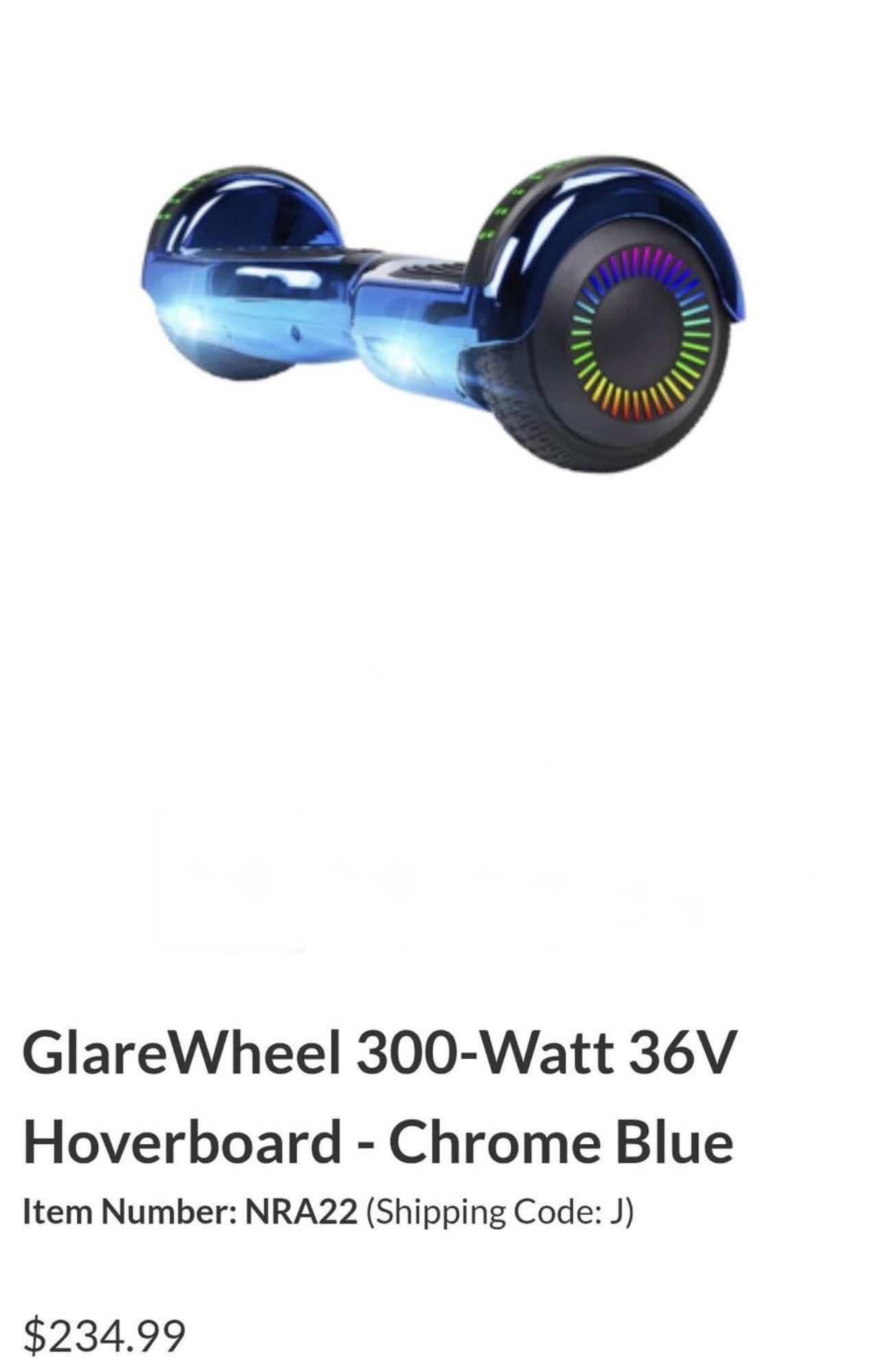 GlareWheel 300-Watt 36V Hoverboard - Chrome Blue