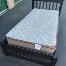 TWIN BED FRAME WITH BOARD AND MATTRESS 