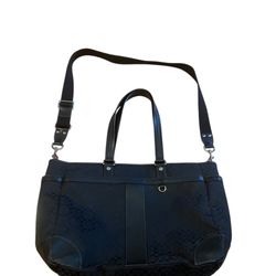 Coach Transatlantic Black Signature XL Travel Tote Diaper Bag 