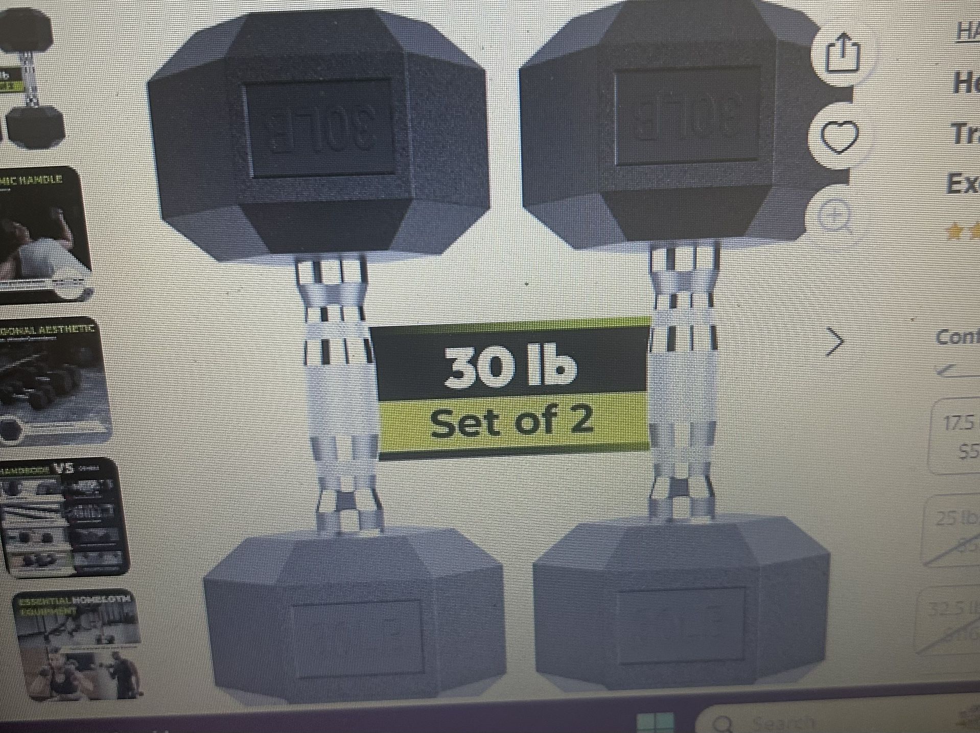 30lbs- Hexagon Dumbbells