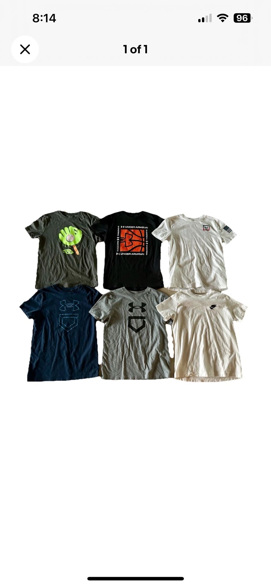 6 Pack Under Armour Nike Youth Medium Shirts