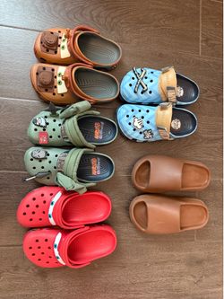 Character crocs + yeezy slides