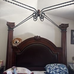 Kingsize Bed frame And Big Dresser With Mirror And Granite Countertop
