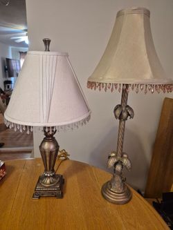 Two ACCENT LAMPS with Beaded Lamp Shades