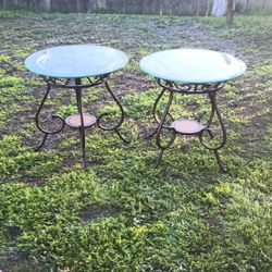2 Glass End Tables Sold As A Pair