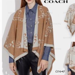 Coach Reversible Poncho Signature Coach Logo 