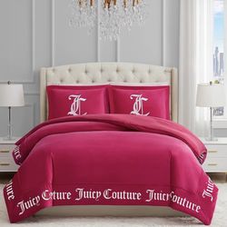 💖✨ BRAND NEW Juicy Couture Queen Comforter Set | Hot Pink | Gothic Design