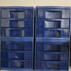 Blue Plastic Drawers 4 Sets Of 3 Sold As 1 **SEE DESCRIPTION PLEASE**