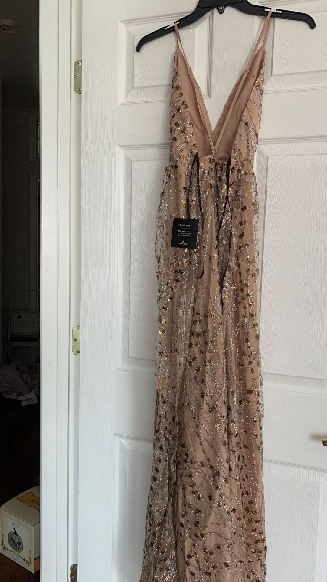 Lulus Luminous Night Taupe Glitter Sequin Maxi Dress XS for Sale in Gulfport FL OfferUp