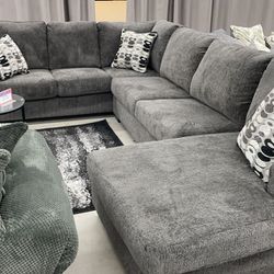 Smoke Grey Sectional 💐Furniture Livingroom Couch Sofa 