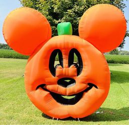 Disney 9.5' Halloween LED Inflatable Disney Mickey Mouse Pumpkin Jack-O-Lantern Yard