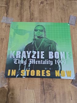Vtg Krayzie Bone Thug Mentality 1999 Card Stock Promo Poster