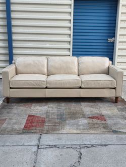 Beige Italian Leather Sofa