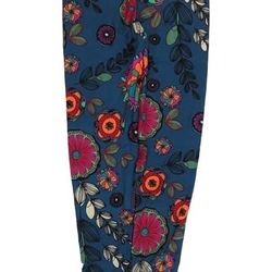 Lularoe One Size OS teal floral leggings 