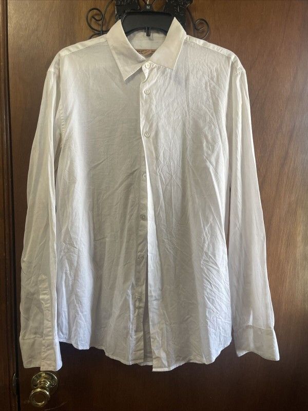JOHN VARVATOS Men’s White Dress Shirt Lightweight - 100% Cotton - Size M