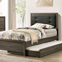 Brand New Grey Twin Bed Frame w Trundle Bed (Also Available In Full Size)