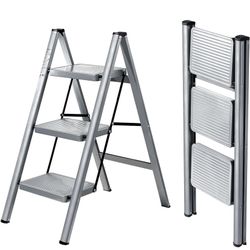 3 Step Ladder, Portable Sturdy Steel 