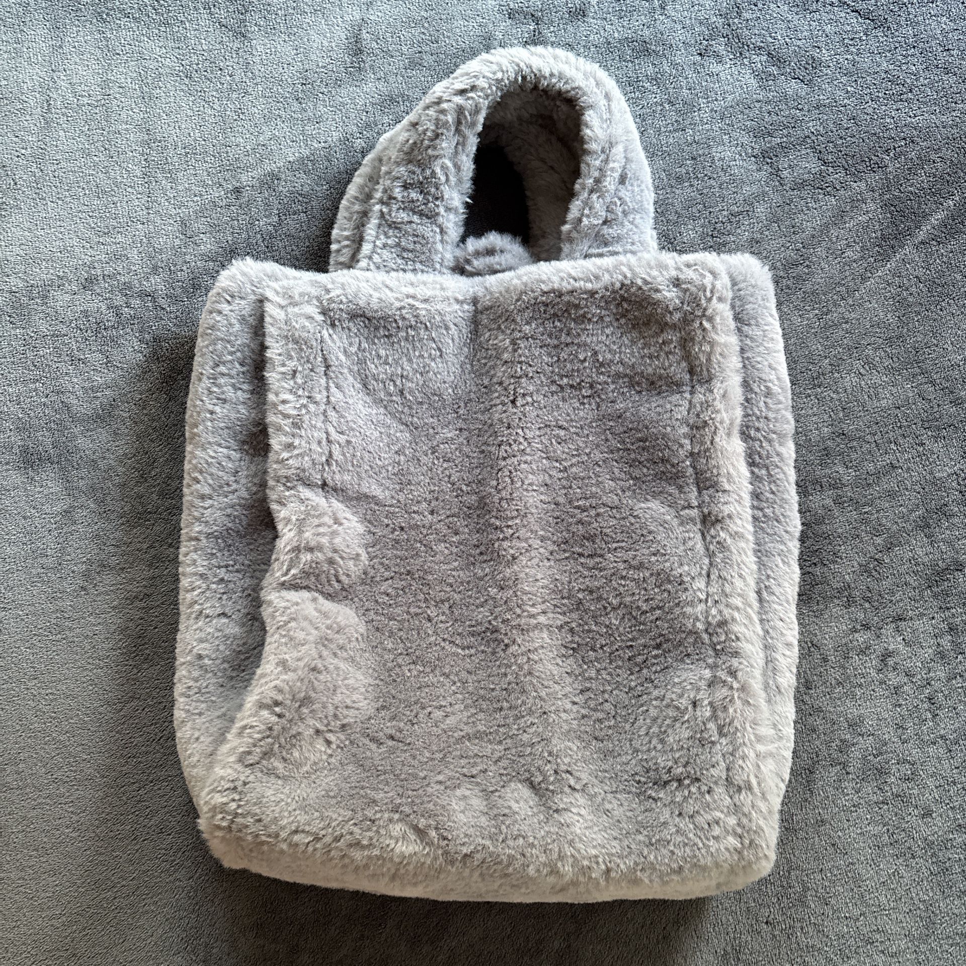 Fuzzy grey bag