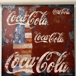 Large Coca-Cola Canvas Wall Art – 39.5” x 39.5” – Excellent Condition