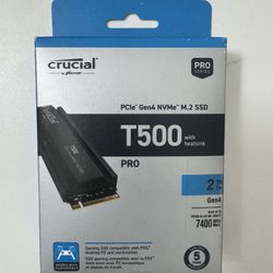 Crucial T500 2TB Gen 4 Nvme with Heatsink (Up to 7400MB/S)