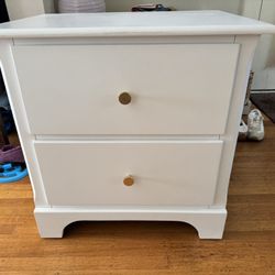 White Solid Wood Nightstand