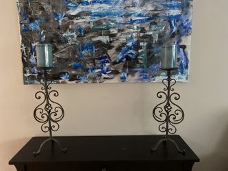 (2) Oil Rubbed Silver Candle Stands