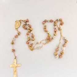 Rosary Necklace 14K Gold Plated. New
