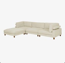 Barbarette 133.5 " Corduroy L-Shaped Corner Sectional with Ottoman