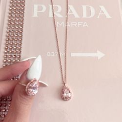 Rose Gold And Pink Diamond Necklace And Ring Set 