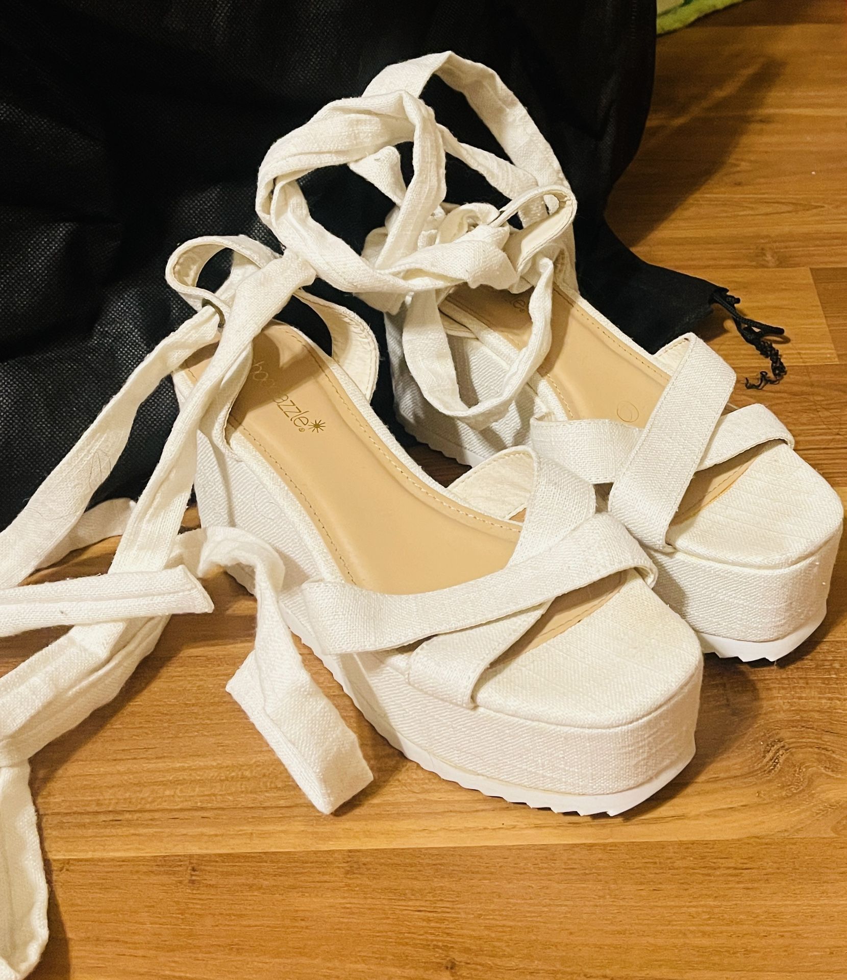 white wedges size 8