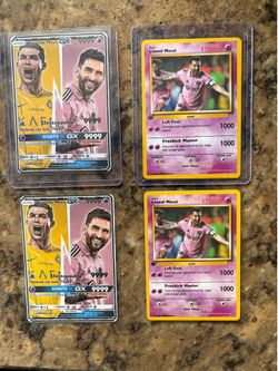 Soccer Pokémon Lot Lionel Messi with Ronaldo GX and one Messi GOAT 1700HP